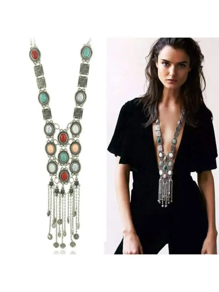 

31BB Sweater Decorative Necklace Multicolor Sophisticated Pendant Wedding Jewelry for Everyday and Vacation Outfits