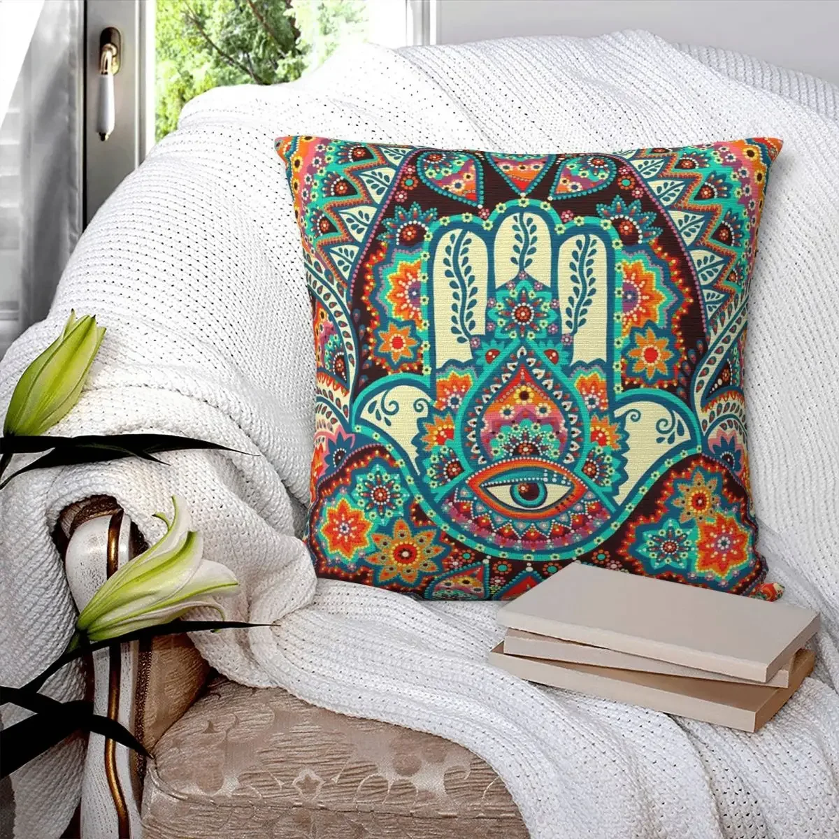 Hamsa Hand Pillowcase Polyester Pillows Cover Cushion Comfort Throw Pillow Sofa Decorative Cushions Used for Home Bedroom Sofa