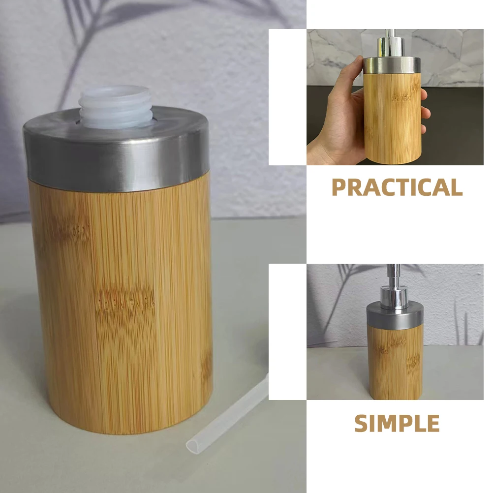 

Bamboo Refillable Press Type Lotion Bottle Shampoo Storage Bottle Desk Soap Dispenser Portable Travel Soap Container Bathroom