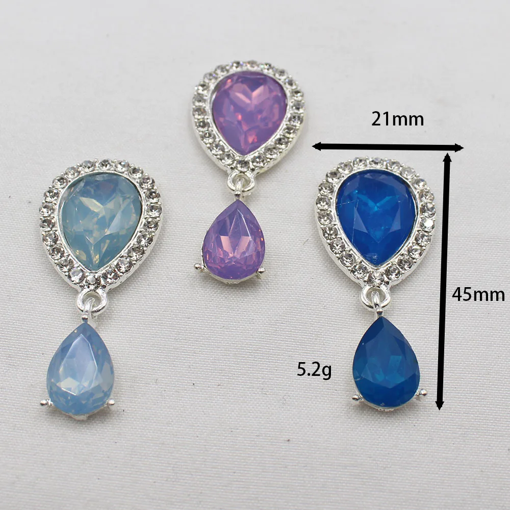 Direct sales 5pcs/lot silver alloy with diamond studded water droplet protein material DIY hat earrings necklace fashionable and