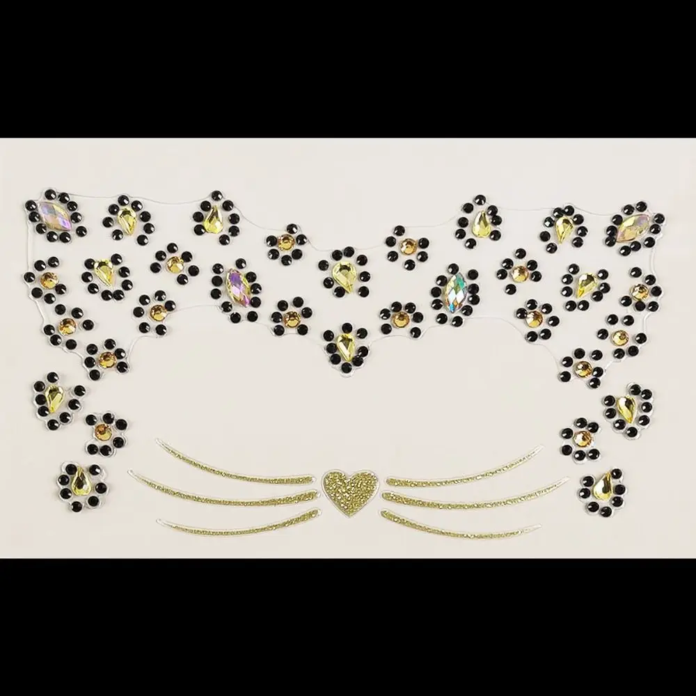 

Безопасные акриловые алмазные татуировки на лице кошки, долговечные временные поддельные наклейки на лицо кошки, водонепроницаемые наклейки для татуировок «сделай сам», мужские