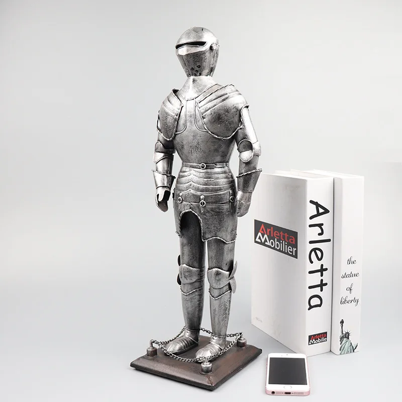 Medieval Roman armored man soldier model wrought iron warrior large floor decoration photography prop ornament