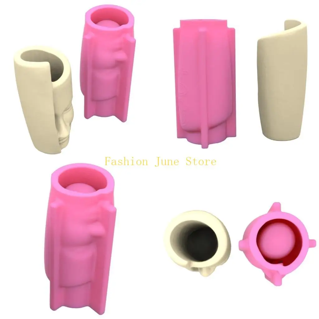 

N5KA Human Face Art Gypsum Vase Silicone Molds for Making Plant Flower Pot
