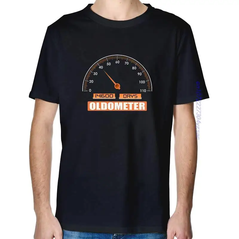40th Birthday Funny Oldometer T-Shirt Cotton Big Size Short Sleeve Tee Men's Print Top for Age Celebration