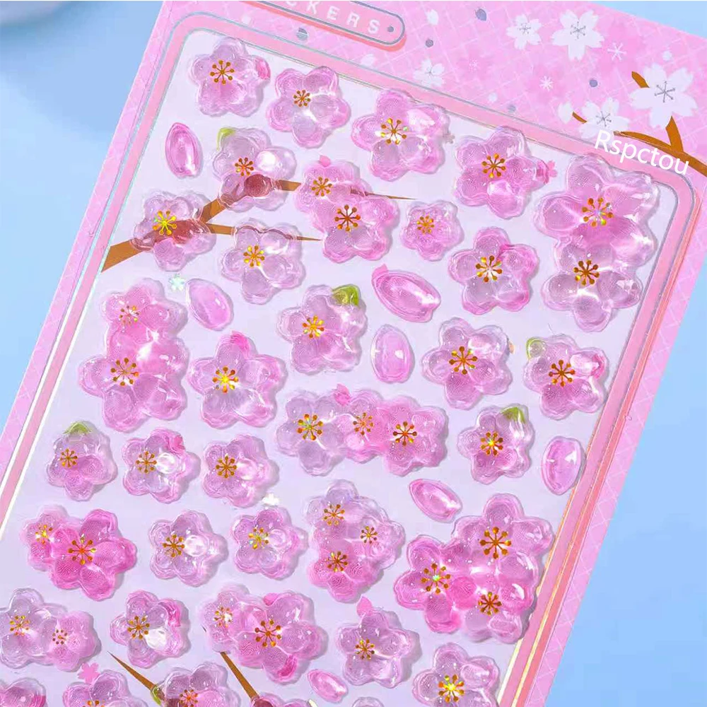 

1pcs Cartoon Japanese Sakura Flower Stickers Cute Pink Cherry Blossom Sticker DIY Scrapbook Laptop Phone Decals Decoration Toys