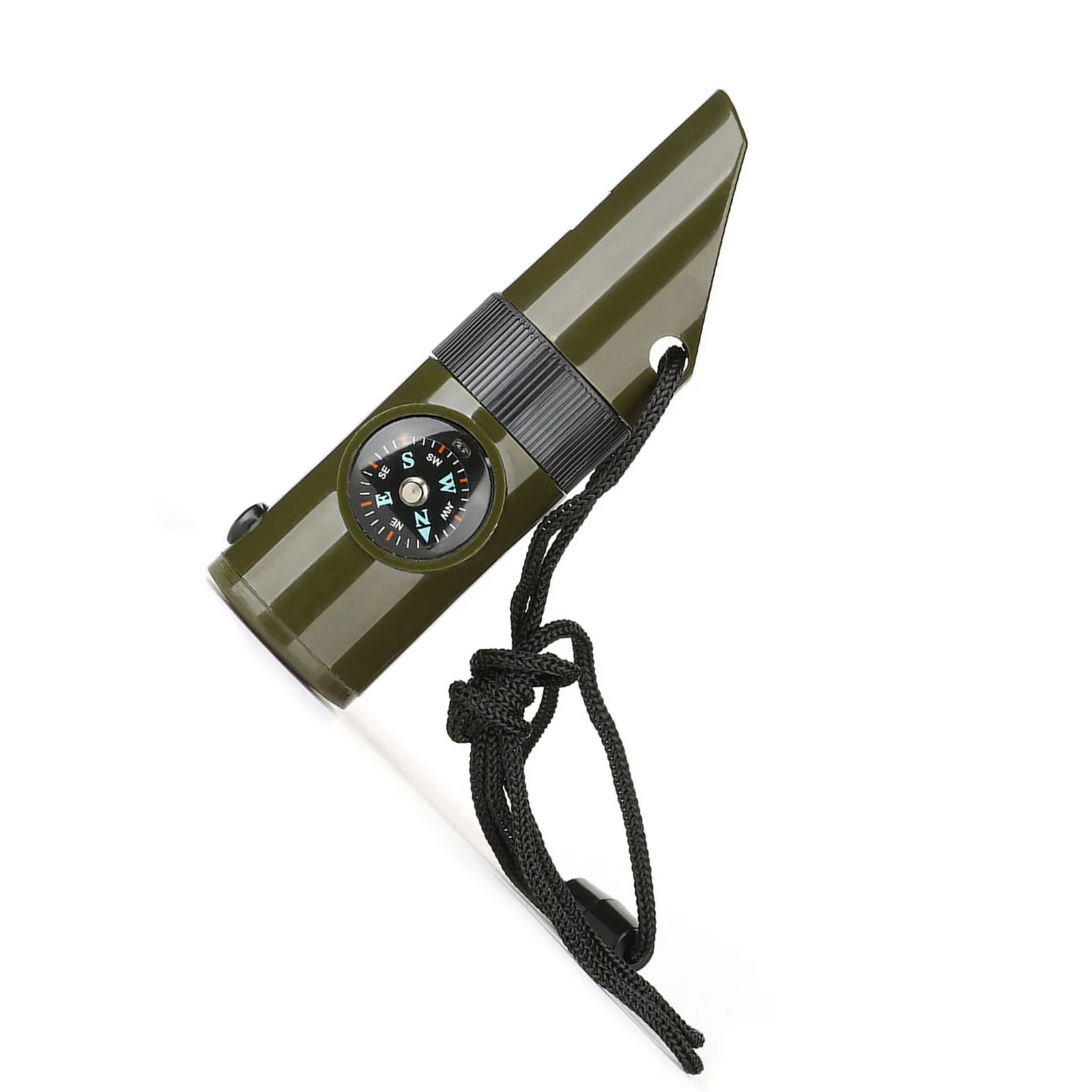 Gwizdek ratunkowy, kompas, lupa, latarka, pojemnik do przechowywania na wędrówki, eksploracje i wspinaczkę.