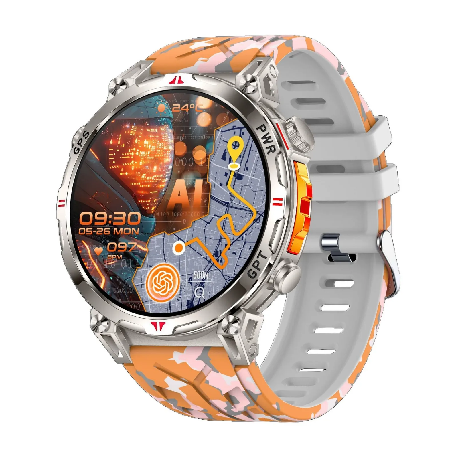 KC93 Outdoor Smart Watch - Bluetooth Call GPS Sports Track AMOLED Display