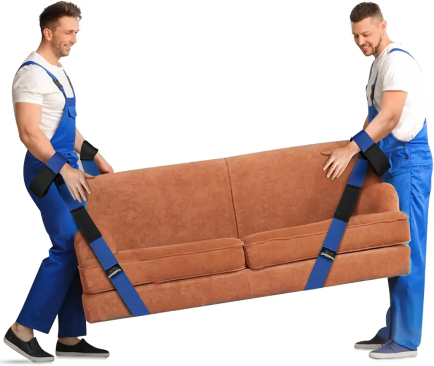 

2-Person Lifting Straps with 12 Comfort Pads, Moves Furniture & Heavy Items Up to 800 lbs, Blue Wire Rope Slings