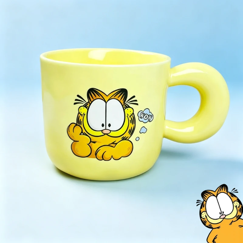 

Garfield cartoon cute ceramic mug kawaii creamy style couple cup for home and office coffee cup anime merchandise wholesale