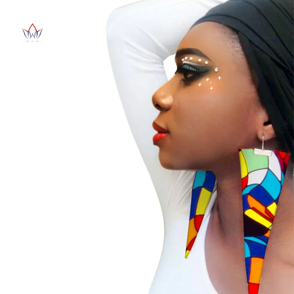 Trendy Afrikaanse Stof Oorbellen Handgemaakte Oorbellen Voor Vrouwen Party Gift Afrikaanse Print Ankara Grote Oversized Oorbellen WYB279