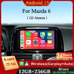 Android 15 For Mazda 6 GJ Atenza 2012 2013 2014 2015 2016 2017 Carplay Auto Car Multimedia All-in-one Car Radio Video Player GPS