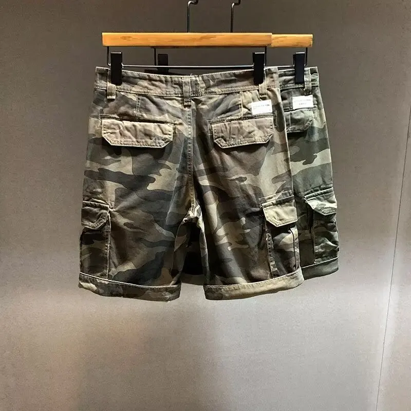 Men's Cotton Cargo Shorts Summer American Camo Sports Pants Casual Gym Shorts Men Durable Outdoor Basketball Sweatpants New 2024