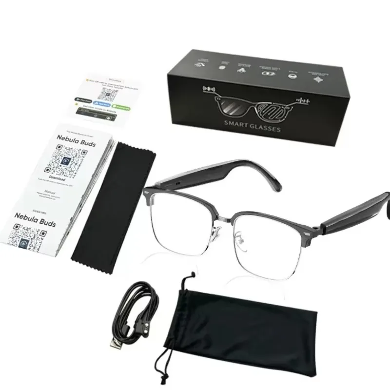 

Smart AI Glasses with Large Model AI Assistant Meeting Minutes Language Translation Make Calls Play Music Bluetooth Earphones