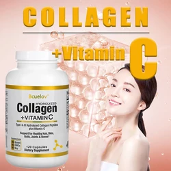 Marine Collagen + Hyaluronic Acid + Vitamin C, Moisturizing Skin Care Face Beauty, Supports Healthy Hair, Hair, Nails and Joints