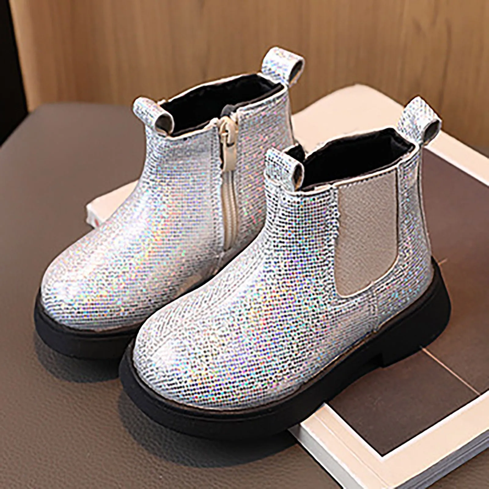 Autumn Spring Children Fashion Short Boots Girls Crystal Boots Little Princess Bling Bling Baby Shoes Kids Leather Boots