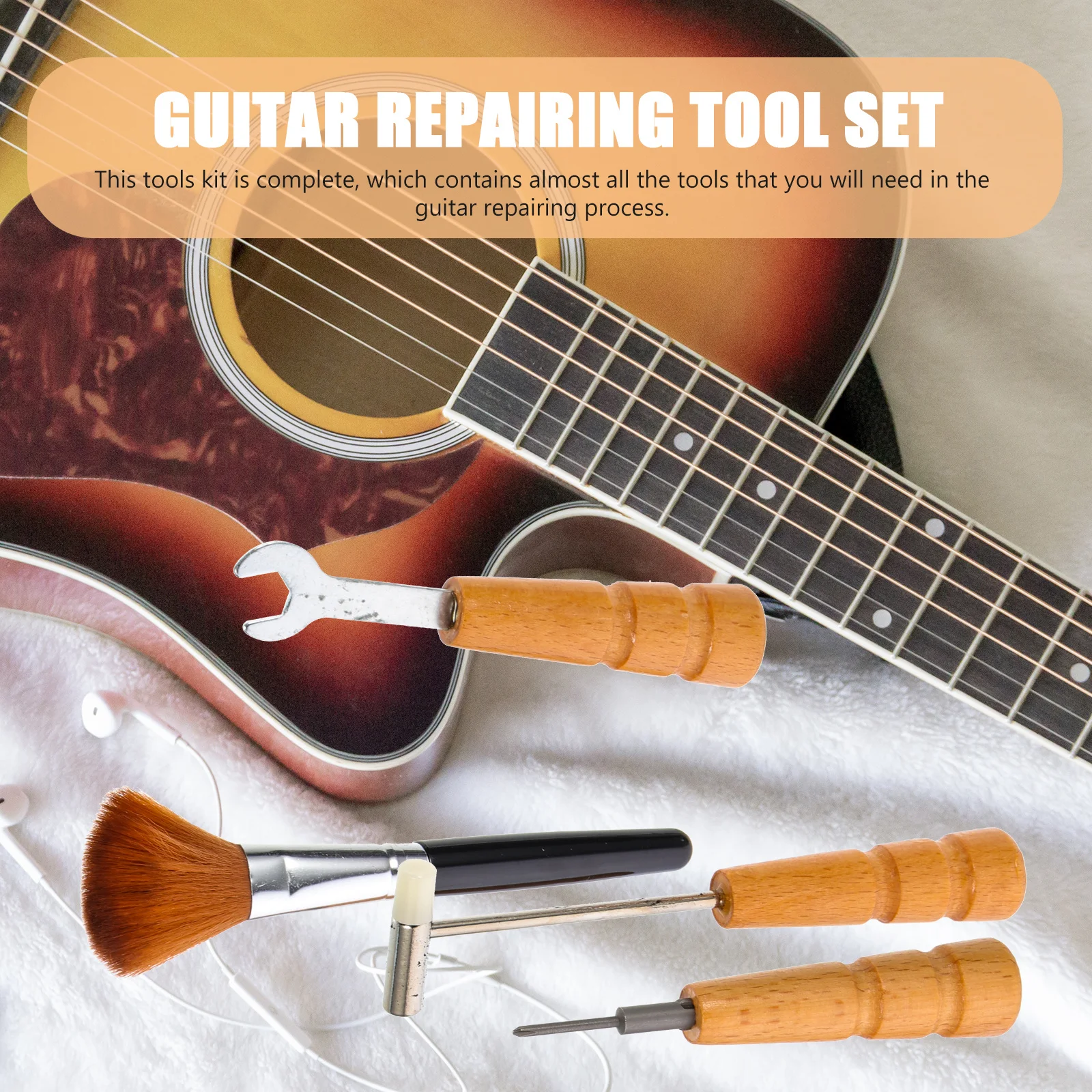 

1Set Guitar Maintenance Tool Kit Durable Practical Long Time Use Cleaning String Winding Accessories Guitar Repairing Tool Set