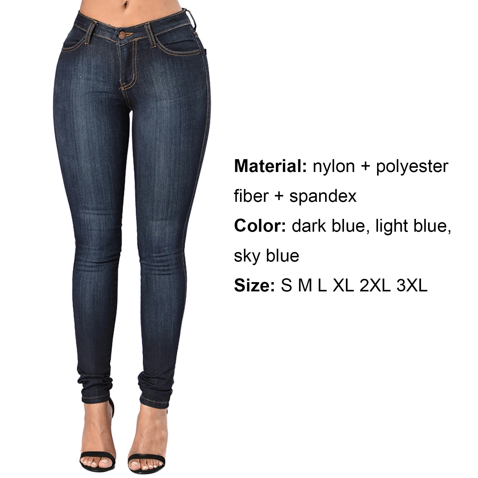 1Pc Jeans a vita alta da donna Pantaloni skinny morbidi sul sito web ufficiale Pantaloni da donna a matita lunga in denim lavato slim-fit Abbigliamento donna