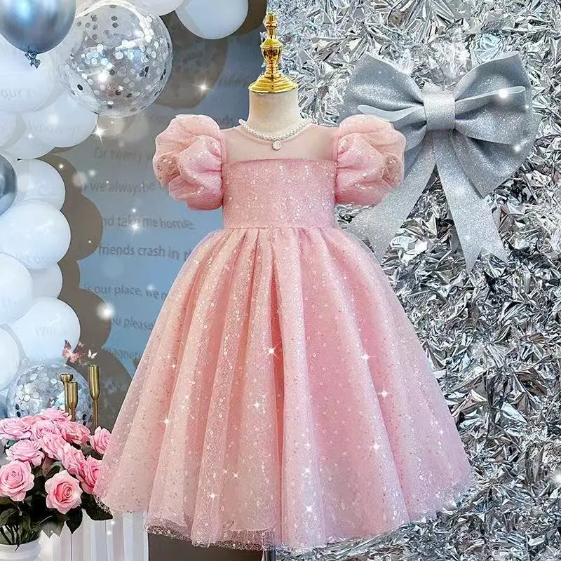 Children's Western Style Flower Girl Skirt Heavy Industry Girls Dress Summer 2026 New High-End Dress Princess Dress1-9Y