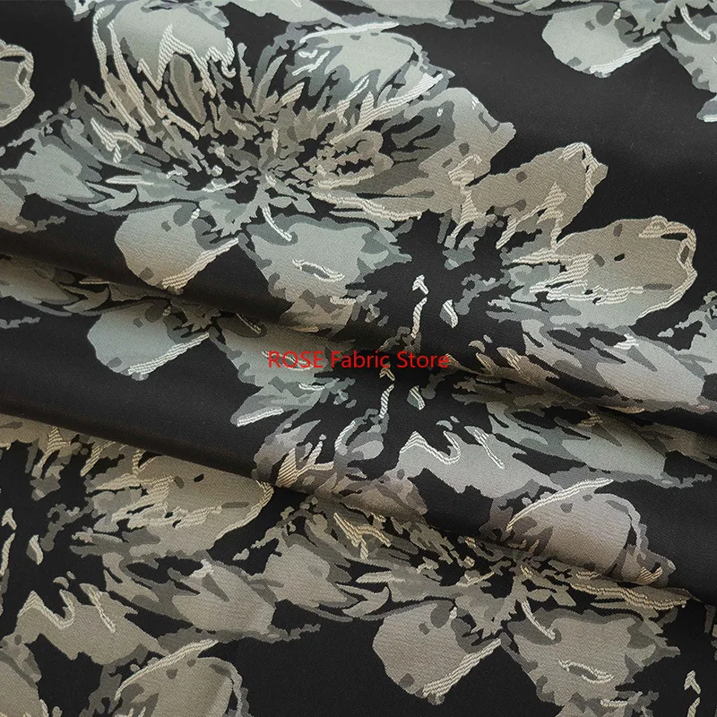Tessuto jacquard tinto in filo floreale classico retrò da 1 metro, borsa per abiti da donna primavera autunno, tessuto da cucito fai da te
