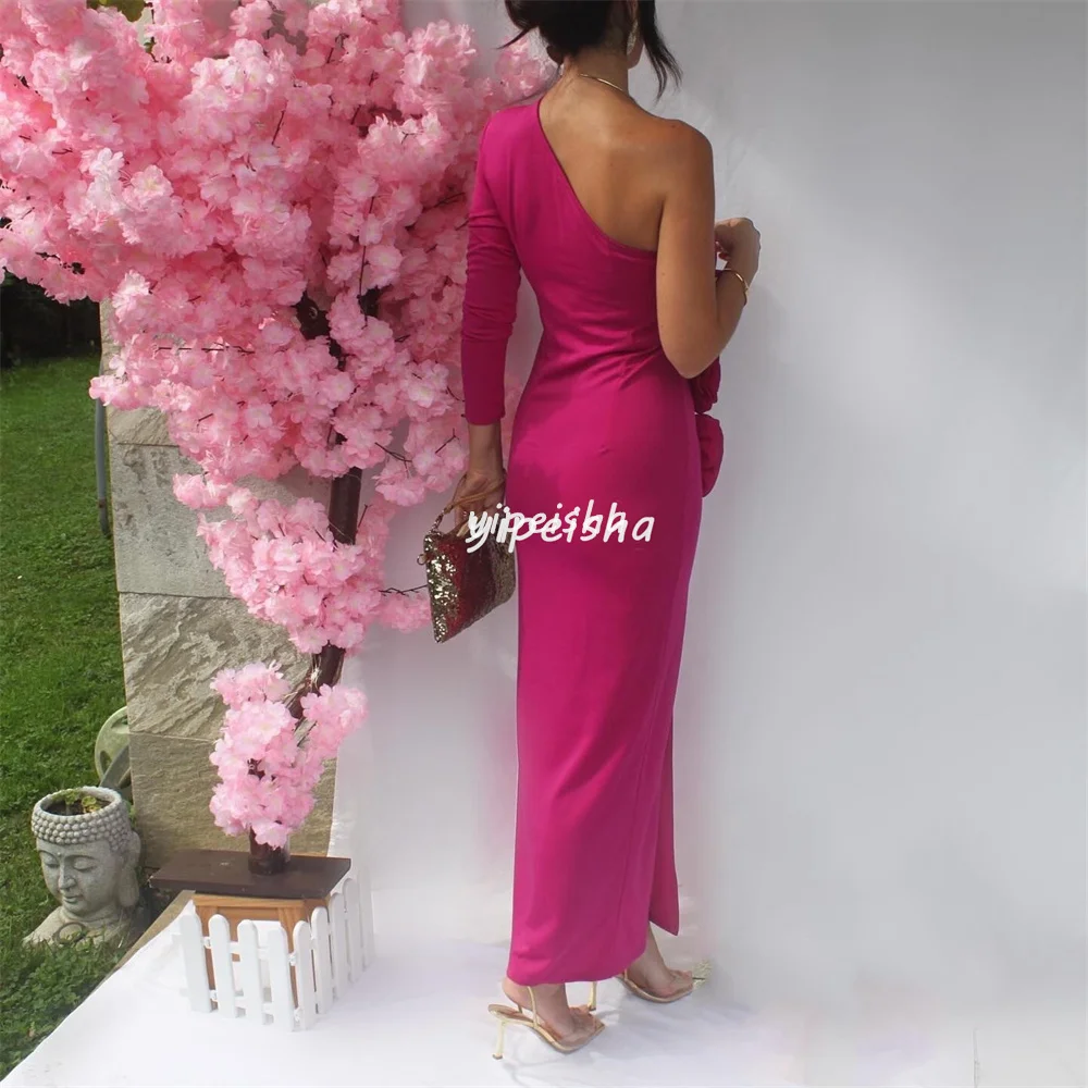 Vestidos Midi rectos con pliegues de flores hechos a mano, Jersey elegante a juego personalizado, vestidos para ocasiones a medida, exquisitos C