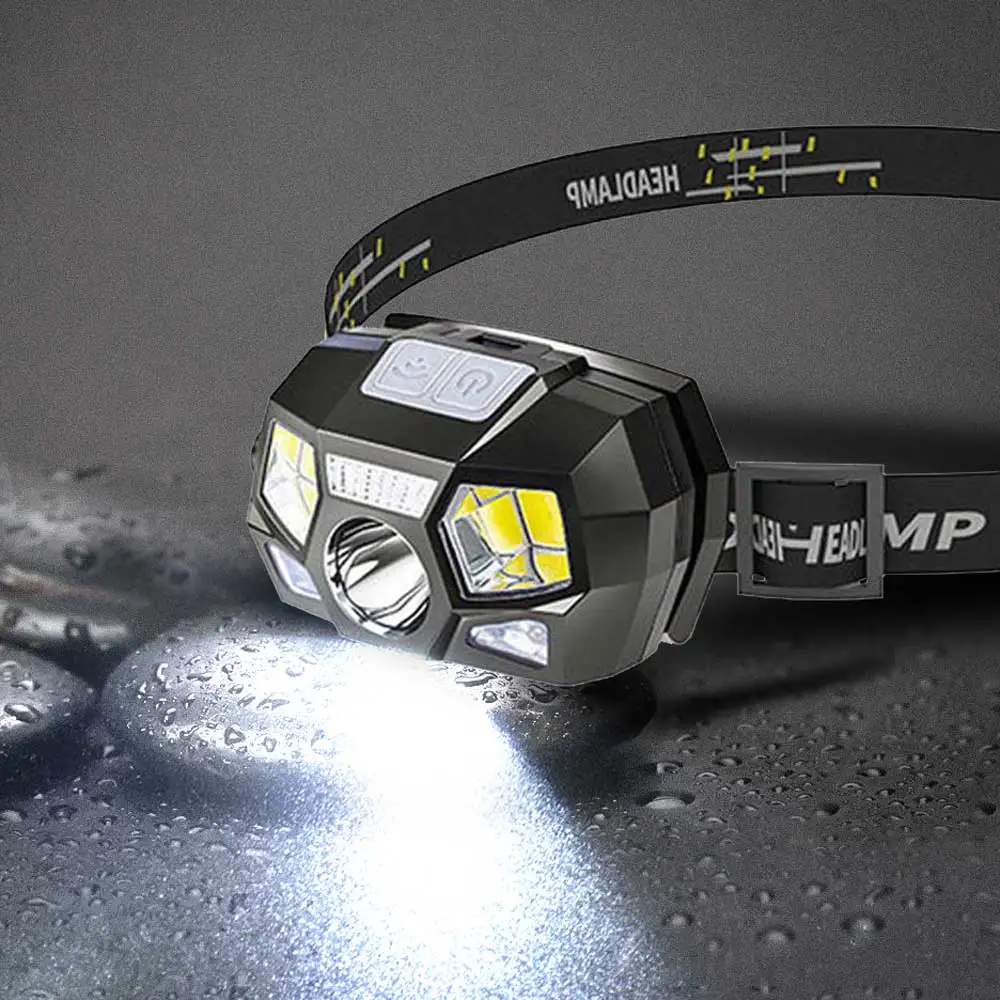 

Светодиодный мощный фонарь, USB перезаряжаемый портативный Головной фонарь с датчиком движения, для рыбалки, кемпинга, белый, красный, Рабочий фонарь