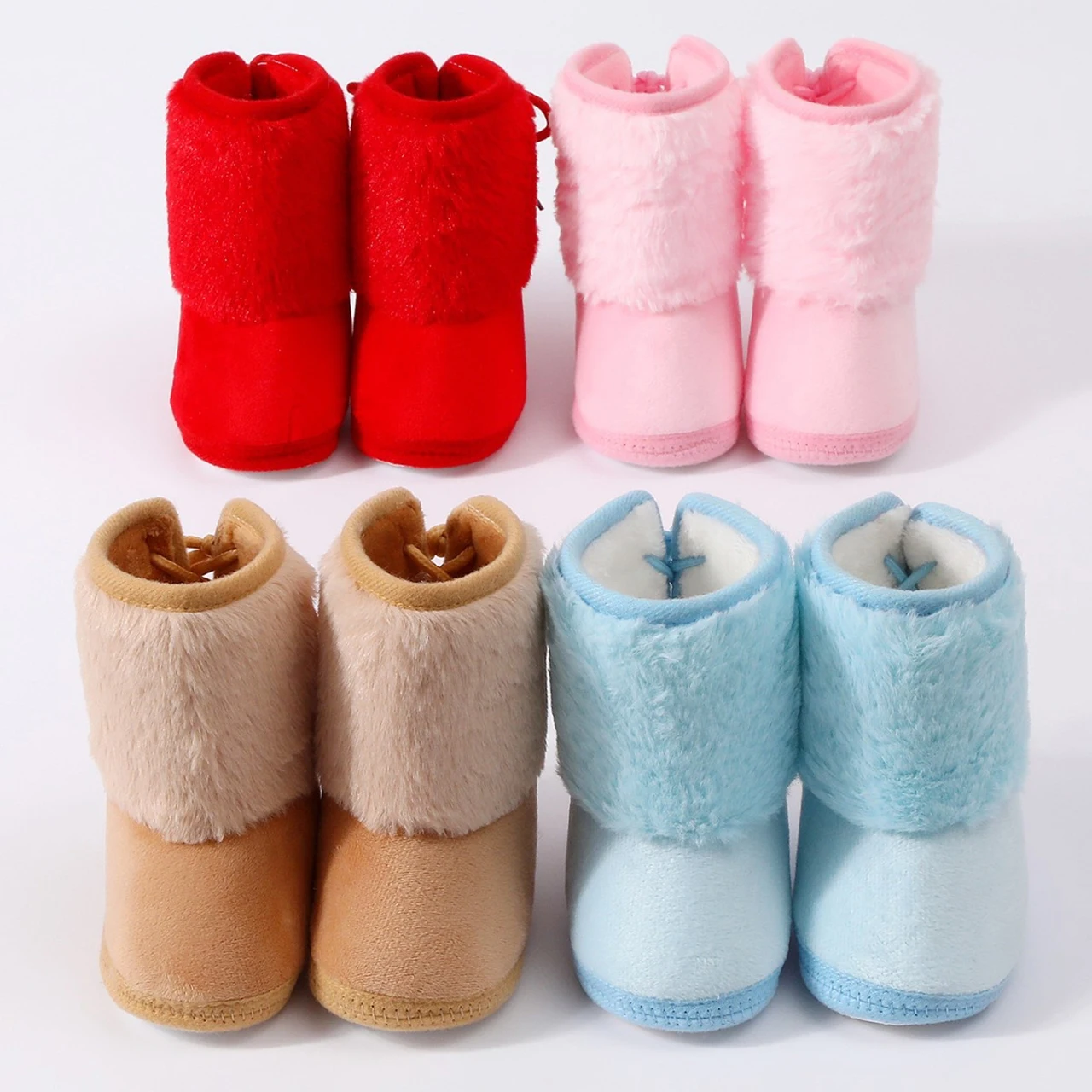 Winter Baby High Top Snow Boots Thicken Warm Infant Plush Shoes Girl Anti-skid Soled Newborn First Walkers 0-1Y Kids Flip Flops