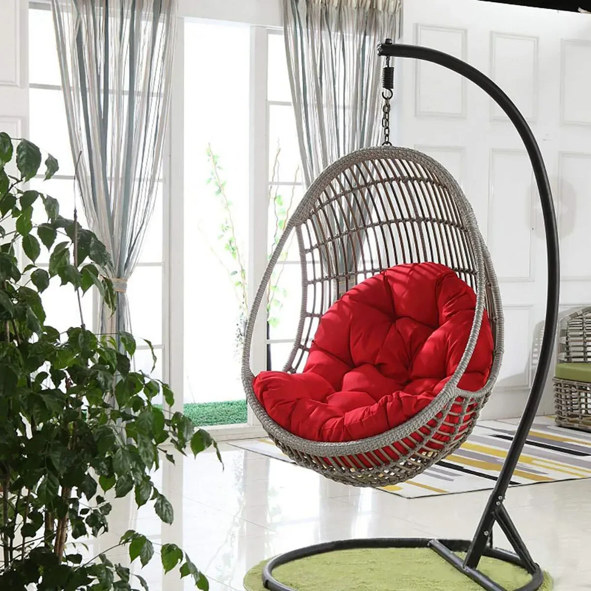 【Cushion Only】Round Hanging Egg Hammock Chair, Swing Seat Cushion, Thick Nest, Back for Indoor and Outdoor Patio