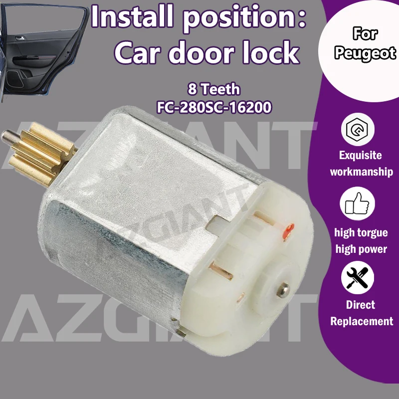 

FC-280SC-16200 For Peugeot Expert RCZ MK1/2 Partner B9 1007 Car Central Door Lock Latch Module 8 Teeth copper gear Motor 12V