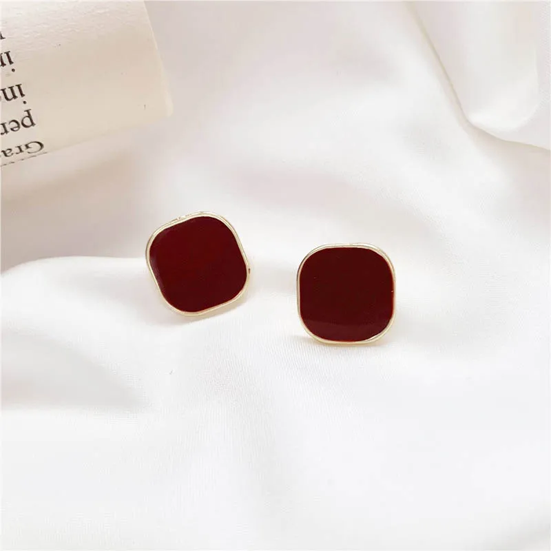 New Stylish Enamel Stud Earrings for Women Korean Fashion Leaf Cross Earrings Girls Sweet Flower Elemant Ear Jewelry aretes