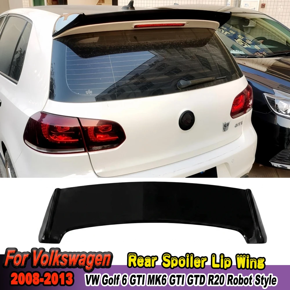 Rear Roof Spoiler Lip Trunk Wing For 2008-2013 VW Golf 6 GTI MK6 GTI GTD R20 Robot Style Wing Lip Tail Fin Body Kits Trim Tuning