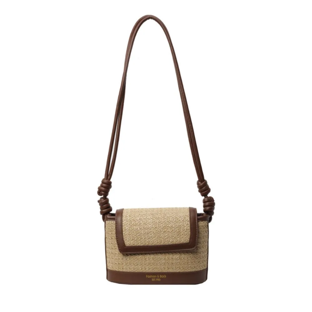 

Casual Large Capacity Weave Bag Shopping Bag PU Leather Straw Bag Colorful Fashion Bohemian Shoulder Bag Beach