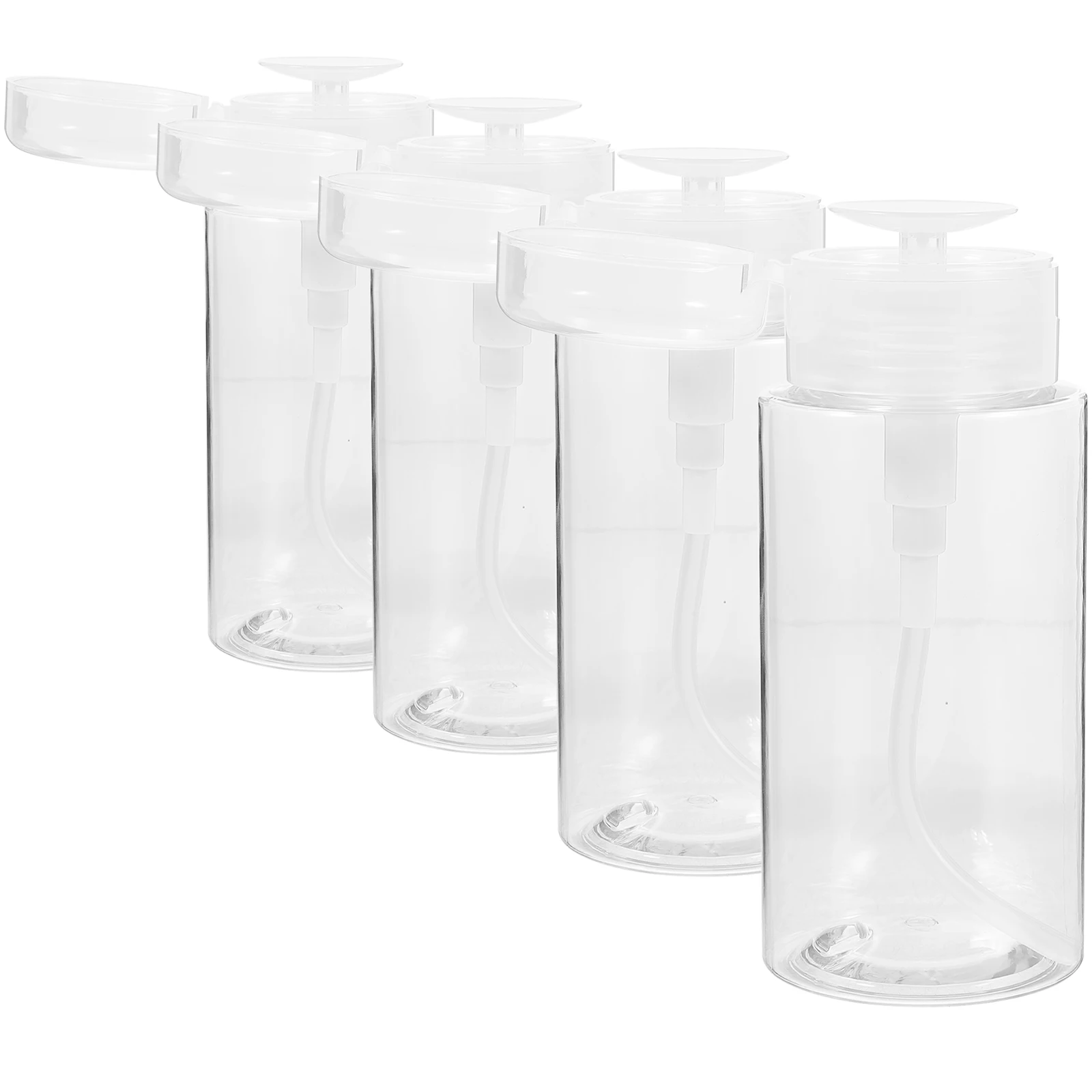 

4 Pcs PET Bottles Durable Reusable Fracture Resistant No Smell Press Type Pump Dispenser Nail Polish Remover Makeup Toner