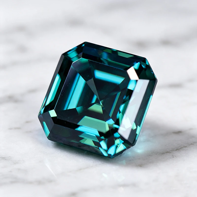 Moissanit-Stein, natürlicher Smaragdgrün, Asscher-Schliff, Edelstein für Charms, Schmuck, Ringe, Ohrringe, Herstellungsmaterialien mit Zertifikat – Detail 4