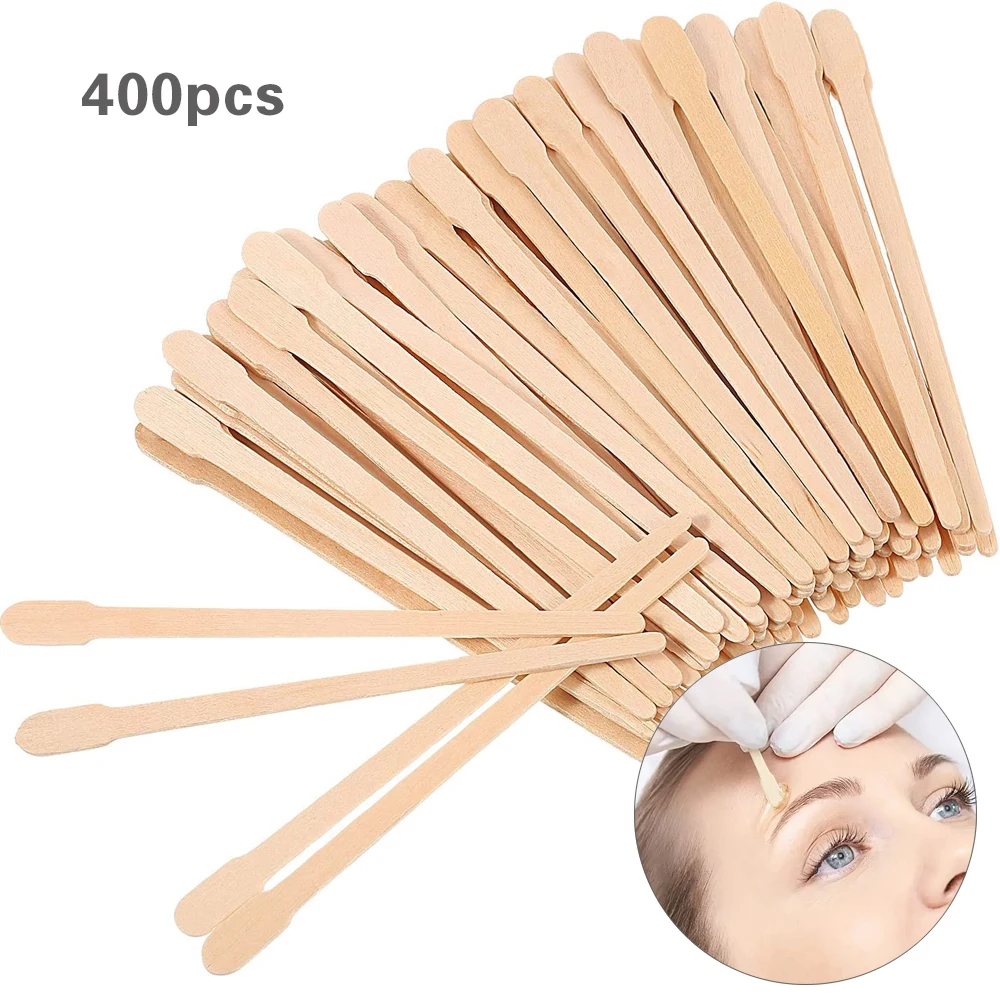 200/400Pcs Wood Wax Sticks Disposable Eyebrows Face Hair Removal Sticks Applicator Wooden Depilation Spatula Woman Beauty Tools