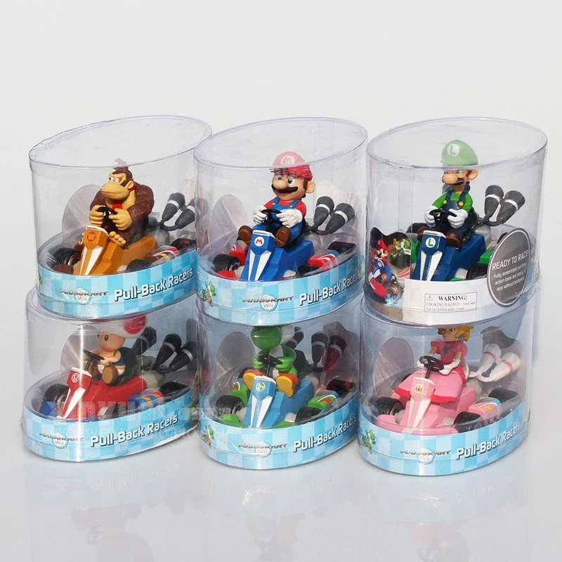 

Super Mario Bros Luigi Yoshi Donkey Kong Peach Pull Back Racers Anime Toy Figure KARTING Collectible Model Kid X-mas Party Gift