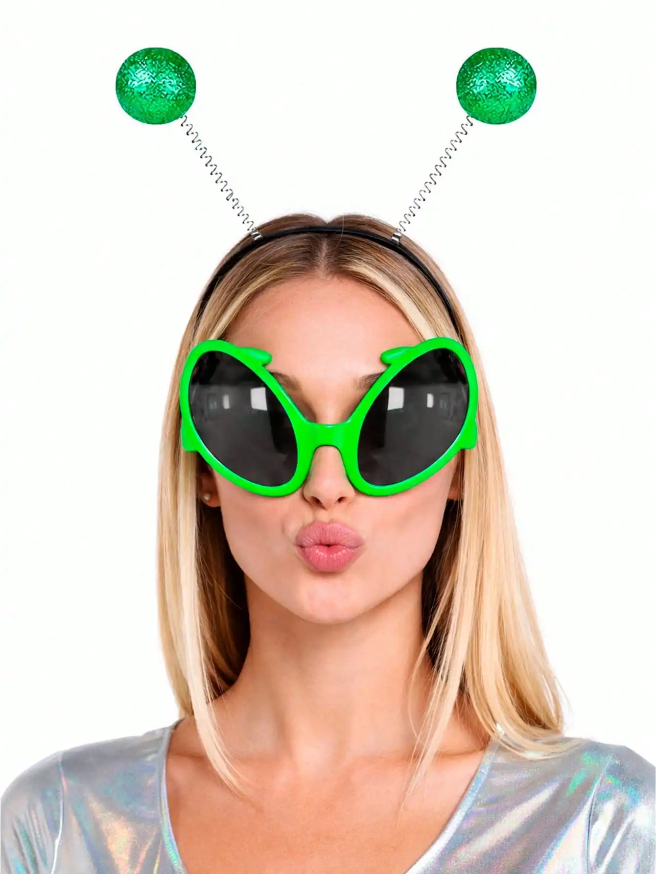 Alien Costume Accessories Set, Novelty Alien Sunglasses + Alien Headband Boppers, Space Theme Party Favors for Halloween Cospla image 2
