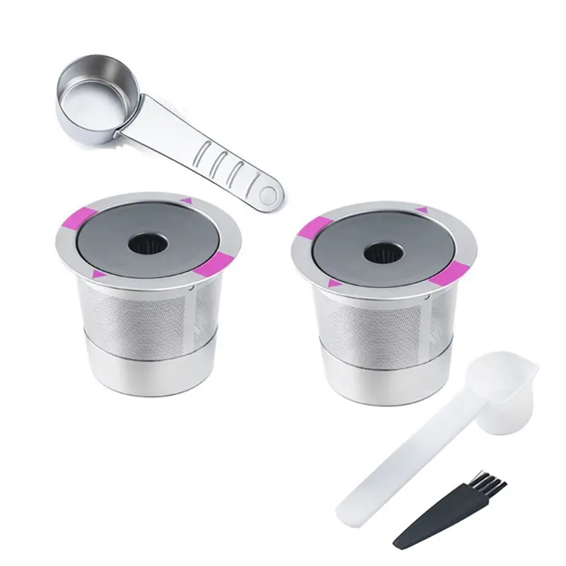 A98E-2 Stainless Steel Reusable K Cups For Keurig Coffee Makers Refillable Kcups Coffee Filters For Keurig Brewers Cafeteras
