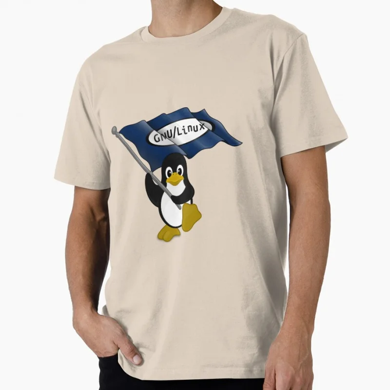 تي شيرت Tux GNU Linux Flag Penguin هدية مضحكة لمطور ملابس مهندس البرمجيات 100% قطن مطبوع تي شيرت كبير الحجم #4