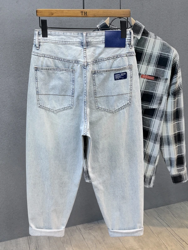 

Мужские летние джинсы свободного кроя, прямые, легкие, повседневные, в стиле «папиных» брюк, сидячие, средней посадки, длинные, повседневные, стильные