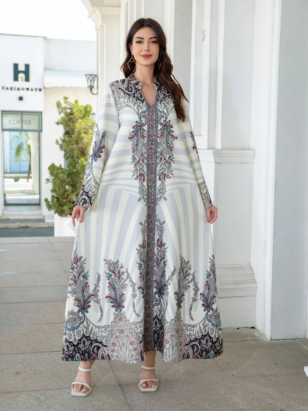 

Eid Muslim Beading Abaya for Women Party Dresses Jalabiya Abayas Kaftan Islam Vestidos Arab Long Robe Ramadan Morocco Dubai