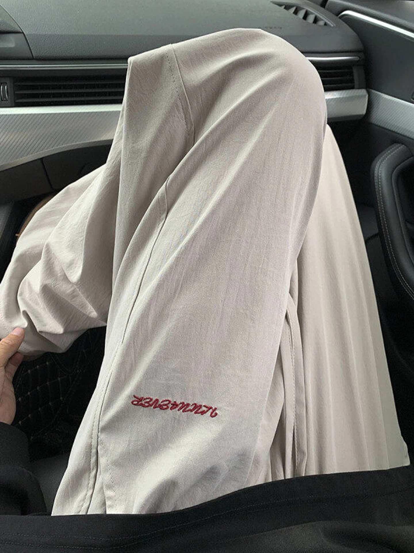 

Мужские летние тонкие свободные прямые повседневные брюки из ледяного шелка с вышивкой Lazy Mountain, модные