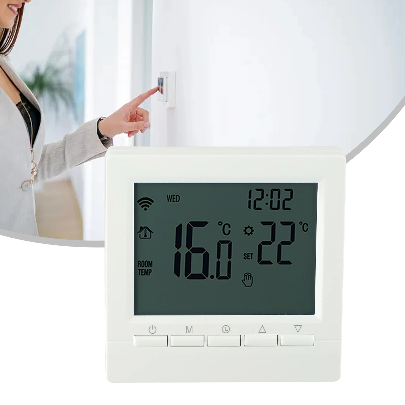 WIFI Connected Smart Thermostat Featuring Child Lock Mechanism and Voice Controlled Operation for Enhanced Safety