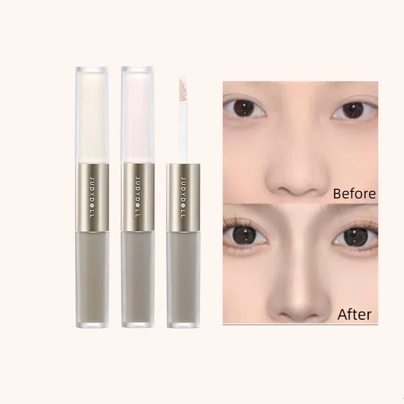 Judydoll デュアルヘッド リキッド ハイライター & コンター デュオ マット ナチュラル 長持ち パウダーフリー 初心者向け 鼻整形ペン メイクアップ