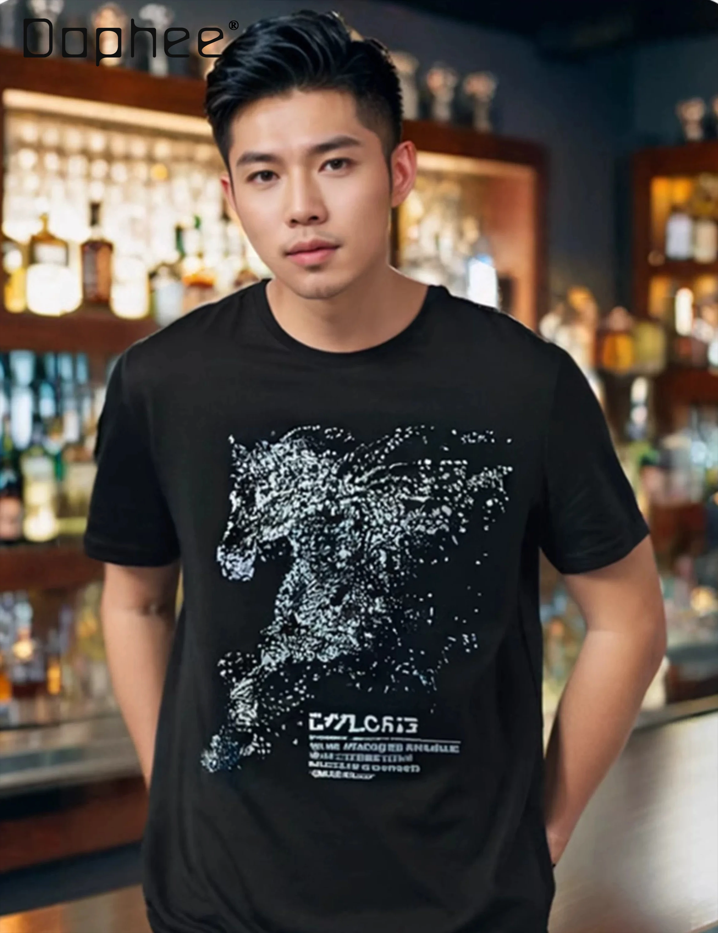 2026 Summer New Men War Horse Letter Rhinestone T Shirt Black White Fashion Round Neck Short Sleeve Casual Daily Streetwear Tops