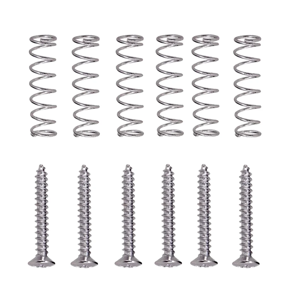 Pack of 6 Electric Guitar Single Coil Pickup Screws with Springs (Silver) pickup screws guitar pickup screws and springs