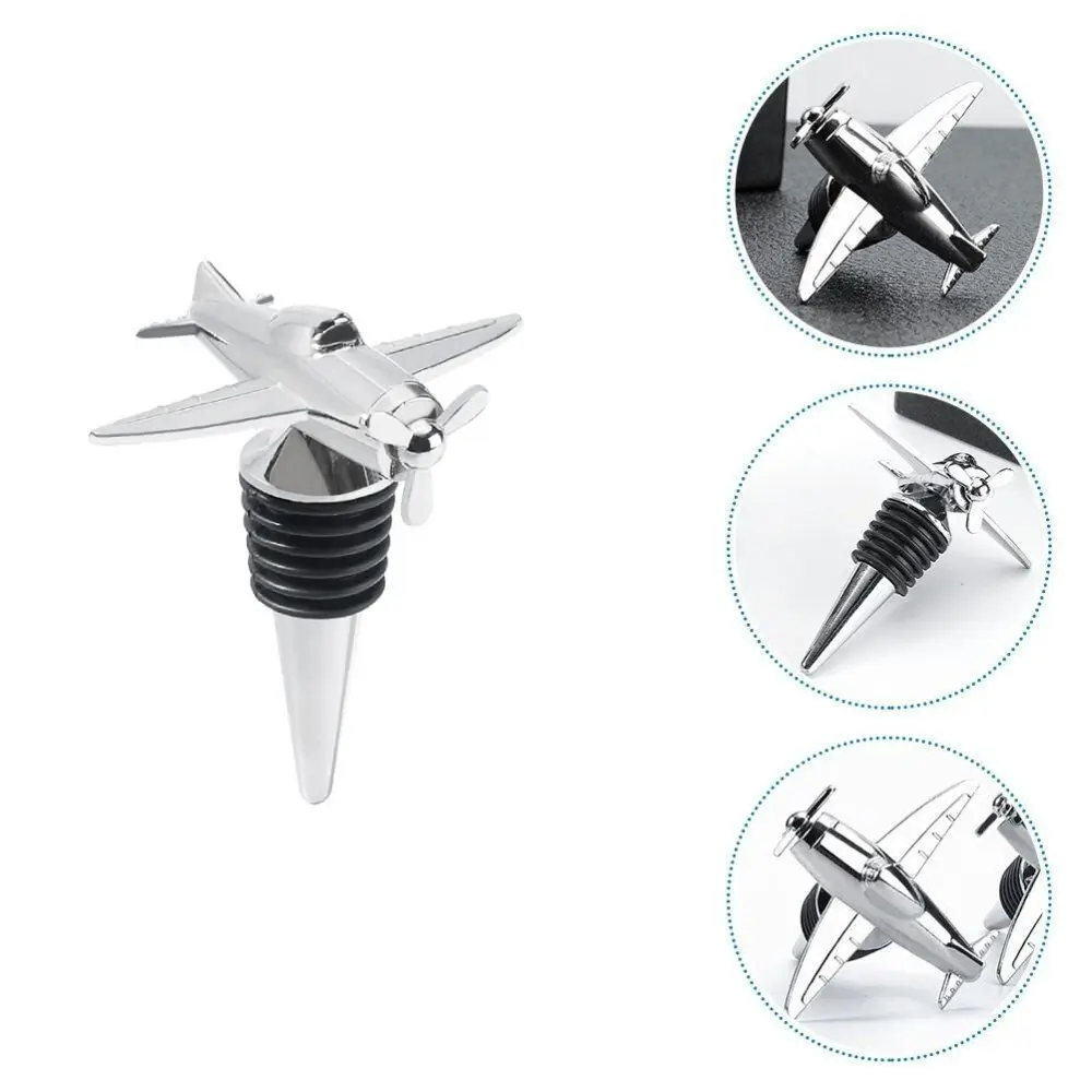 Airplane Shaped Wine Bottle Stoppers Vacumm Sealer Wine Corks Metal Beer Bottle Saver Airplane Bottle Reusable 3D Wine Corks