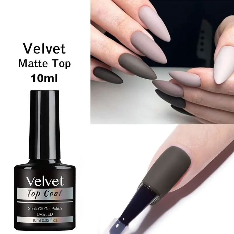 10ml Velvet Matte Top Coat Gel Nail Polish Matte Top Coat No Wipe Sealer Gel Finish Manicure Nail Art  Functional Gel Supplies