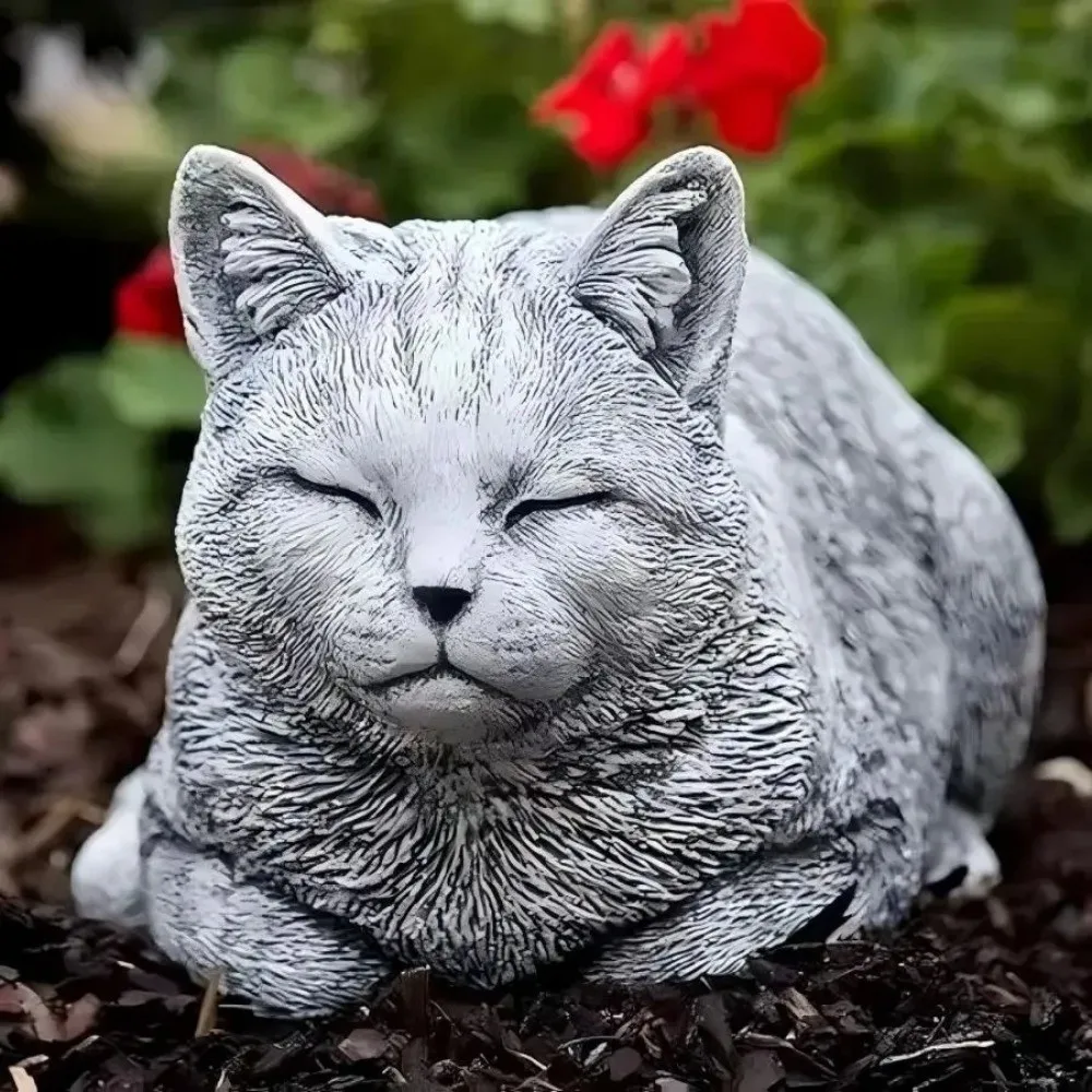

Garden Decoration Resin Cat Statue Realistic Cartoon Animal Figurines Unique Art Figurines Ornaments Courtyard
