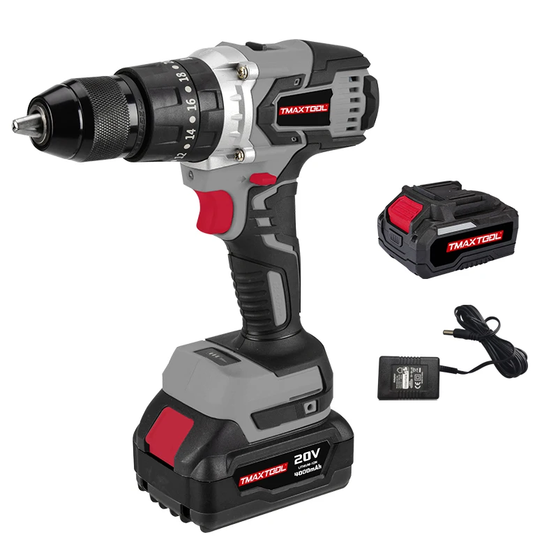 18V 4.0Ah Lithium-ion Battery Rechargeable 50N.m Torque 13mm Brushless Cordless Impact Drill Electric Screwdriver