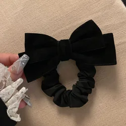 Black Velvet Bow Scrunchies Headdress Vintage Fashion Korean Sweet Girls Hair Rope Ponytail Autumn Winter Hair Accessories